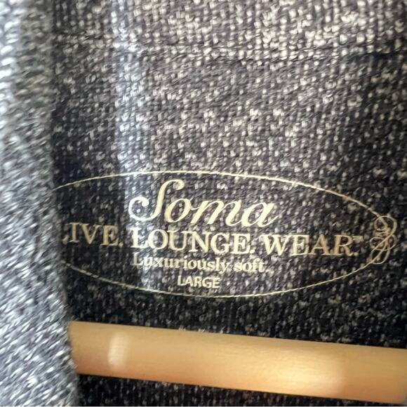 Soma gray and black button down casual lounge sweater jacket size large L B117 - Picture 2 of 4